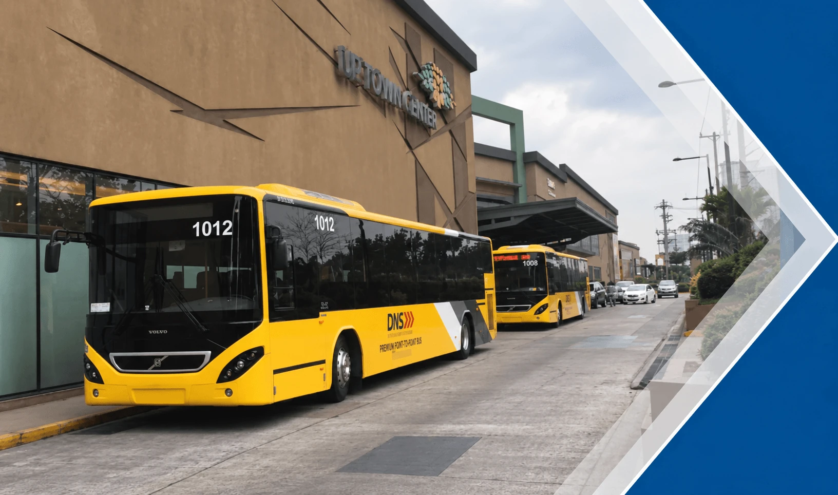 Premium point-to-point bus at a terminal